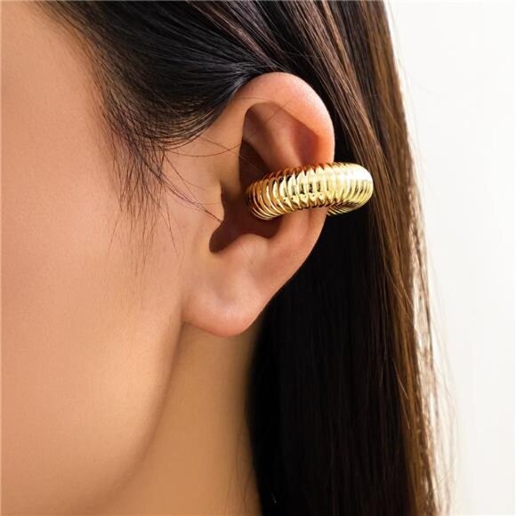 Adjustable Gold & Ear Cuff Earrings | Non-Piercing, Cartilage Cuffs - Picture 4 of 5